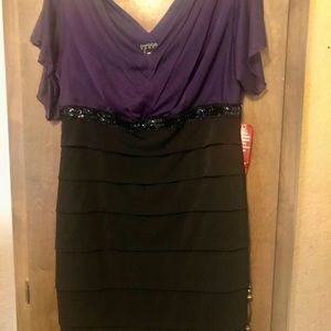 Black and Purple short part dress